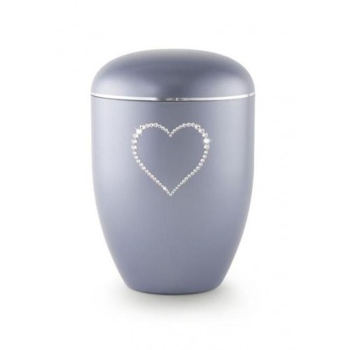 Biodegradable Swarovski Heart Urn (Steel Grey)